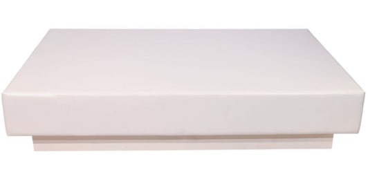 Large Modernist White Leather Ottoman on Platform