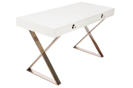 Jonathan Adler White Lacquer Chrome Channing Desk