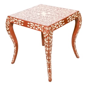Anglo Indian Teak Bone Inlay Side Table