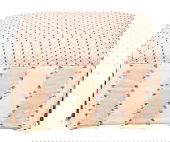 Custom Upholstered Pom Pom Skirted Ottoman