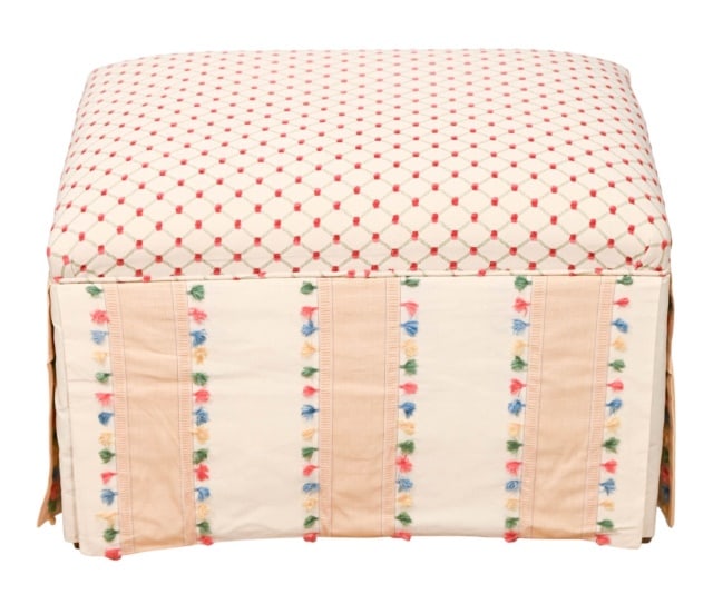 Custom Upholstered Pom Pom Skirted Ottoman (1 of 14)