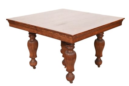 Antique Carved Jacobean Expanding Oak Dining Table