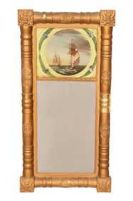Antique Reverse Painted Federal Mirror