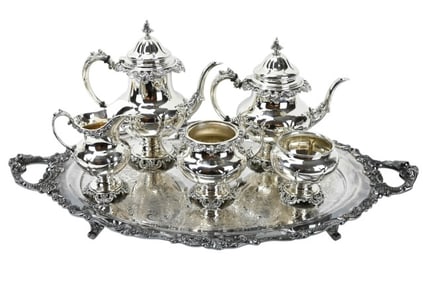 6 Piece Wallace Sterling Grand Baroque Tea Set