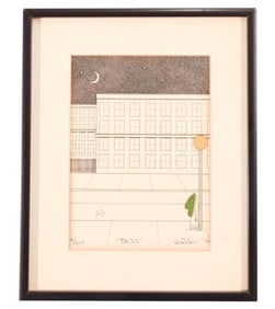 Bernard Zalon Signed Color Etching 1976 Tacks