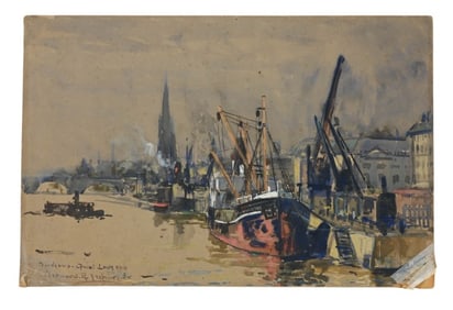 Bernard R. Lachevre Signed Water Color Painting