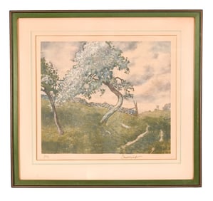 George Senseney Signed Aquatint Etching Lilac