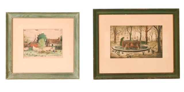 2 French Color Engravings Includes Marcel Jacque (1 of 9)