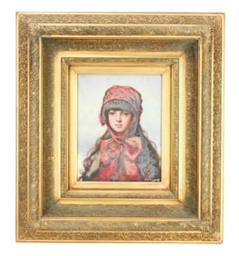 Signed Western European Oil Painting Portrait Girl