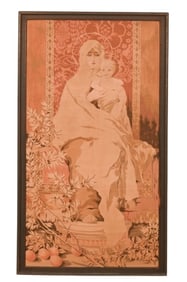 Antique Belgian Tapestry Lady of the Olives