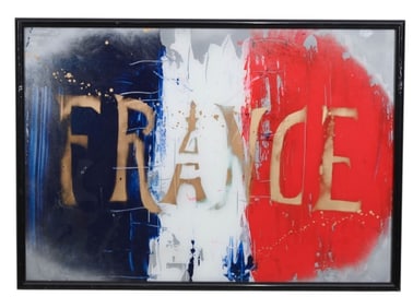 Expressionist Acrylic Painting of French Flag