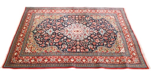 Traditional Persian Fine Wool and Silk Rug