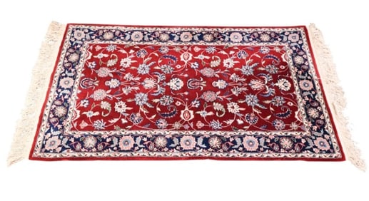 Persian Hand Knotted Wool Red & Blue Mahal Carpet