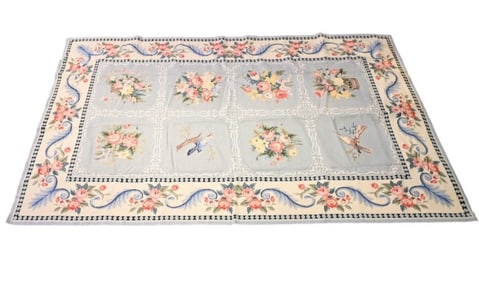 Aubusson Style Needlepoint Rug with Birds & Floral