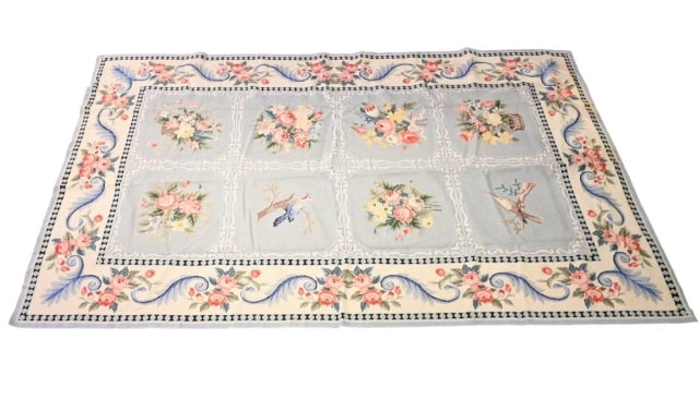 Aubusson Style Needlepoint Rug with Birds & Floral (1 of 8)