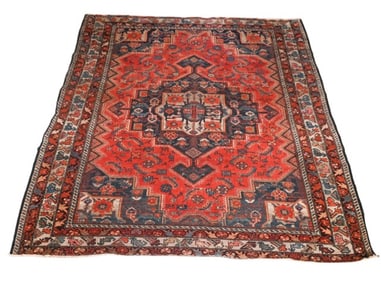 Oriental Hand Knotted Serab Red & Black Wool Rug