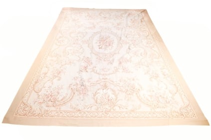 Vintage Floral Beige Needlepoint Carpet