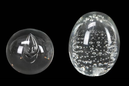 Tiffany & Co Clear Bubble Paperweight & Clear Egg