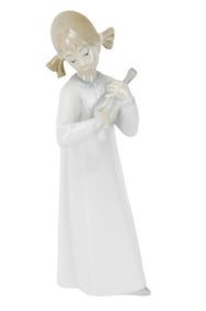 Lladro Porcelain Statue Girl with Mandolin
