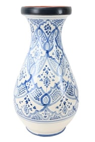 Moroccan Pottery Blue & White Floor Vase