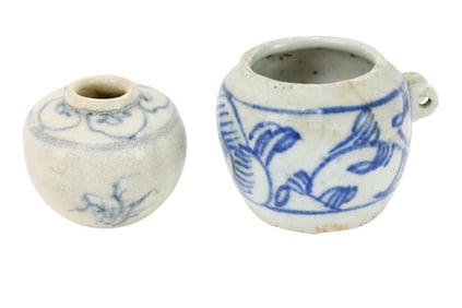 Antique Chinese Blue & White Porcelain Bird Feeder