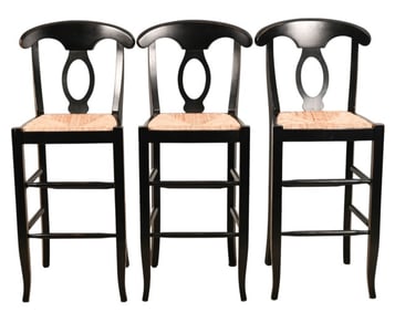 3 Boraamn Napoleon Black Keyhole Rush Barstools