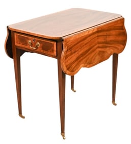 Satin Wood Drop Leaf Side Table with 2 Drawers