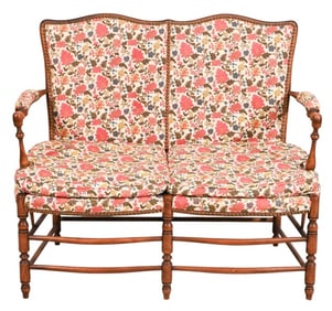 Antique French Carved Custom Upholstered Settee