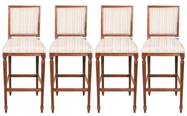 4 Louis XVI Carved Square Back Counter Stools (1 of 13)