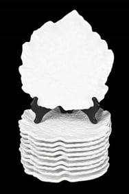 10 Stonelite White Leaf Form Porcelain Side Plates