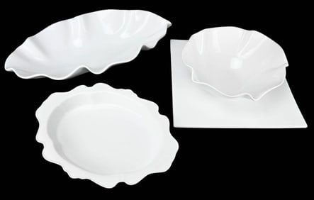 4 White Ceramic Serving Platters