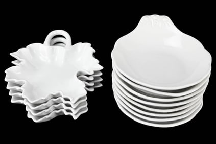 Hall & Paris Porcelain White Shaped Serving Dishes