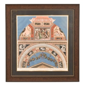 Antique 18th C Italian Fresco Pilaster Print Frame