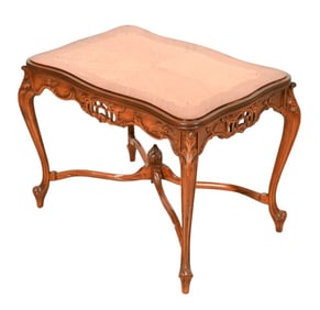 Traditional Carved Tray Top Table w Glass Insert