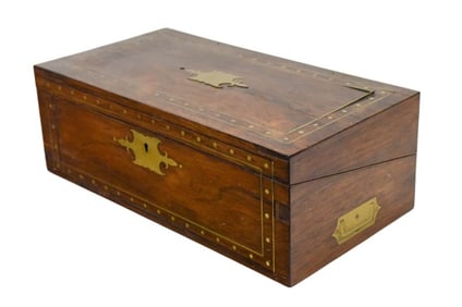 Antique Campaign Style Lap Desk w Brass Detail