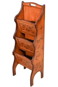 Vintage Hand Carved Floor Magazine Rack