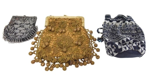 3 Antique & Vintage Beaded Women's Hobo Handbags