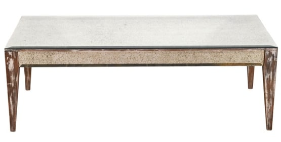 Custom Made Distressed Glass Top Coffee Table