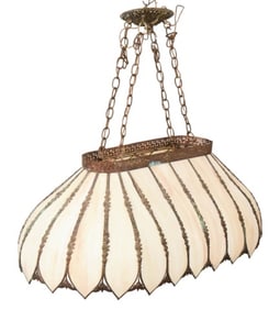 Arts & Craft Slag Glass 2 Light Ceiling Fixture
