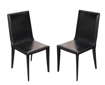 10 Italian Frag Latina Black Leather Dining Chairs