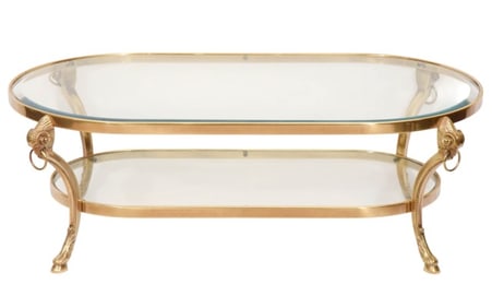 Jansen Gilt Bronze Coffee Table with Rams Head