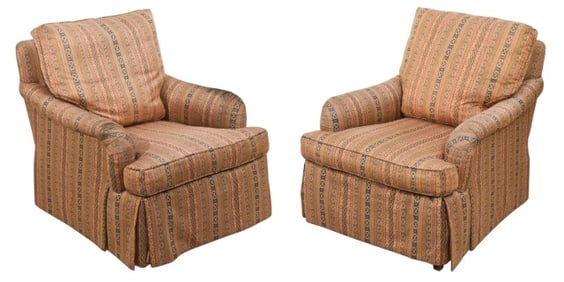 Pair Baker Furniture Upholstered Club Chairs