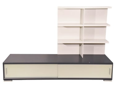 Modern Wall Unit Bookcase with Low Console Cabinet