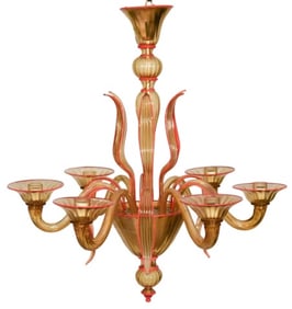 Signed Carissima Italian Murano Glass Chandelier