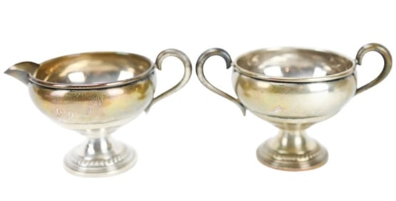 Antique Empire Sterling SIlver Sugar & Creamer