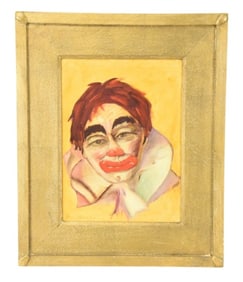 John Donahue Signed Oil Painting Portrait of Clown