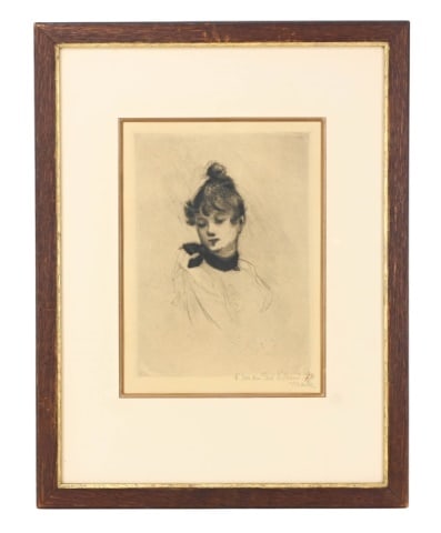 Henri Boutet Signed Engraving of Young Woman (1 of 10)