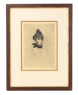Henri Boutet Signed Engraving of Young Woman: Henri Boutet, French 1851 - 1919, Signed Engraving Portrait of Young Woman, Framed. Framed measures 21 inches x 16 inches.