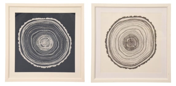 Pair William Stafford Tree Trunk Lithographs