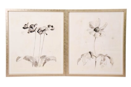 Pair William Stafford Floral Lithographs Framed